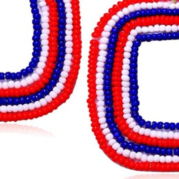 Red White & Blue USA Patriotic Beaded United States America American Patriot New - Picture 3 of 6